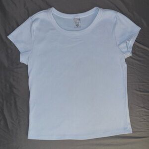 Light Blue Ribbed Baby Tee with Cap Sleeve Size M